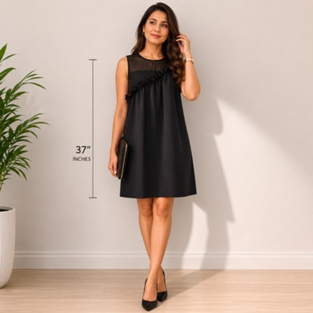Halogen‎ Ruffle Chiffon Dress XL Black Career Cocktail Party Sorority Rush